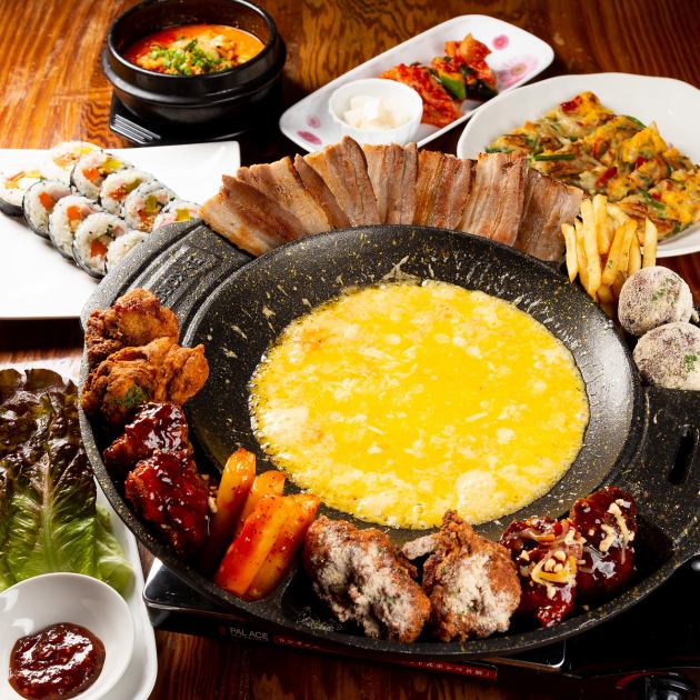 UFOチキン】チーズにフォンデュ♪チヂミ・キンパ・キムチ盛り・チーズ