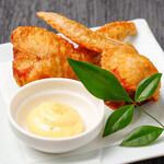Fried chicken wing gyoza with yuzu pepper mayonnaise