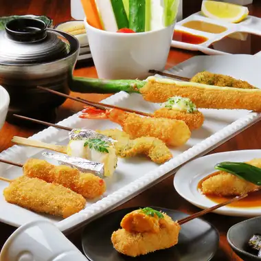 ~午餐套餐（含米饭）~ 无限特餐：10种串炸（含2种） - 4950日元