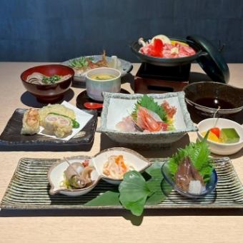 Himi beef teppanyaki & sashimi platter, salt-grilled rosy seabass, and other 8 dishes! Shizuki's 6,000 yen (tax included) course♪