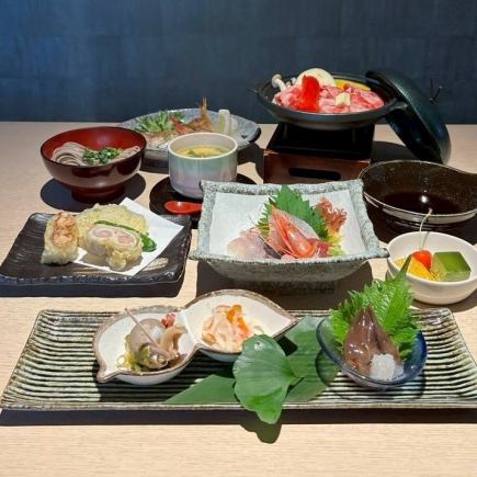 Himi beef teppanyaki & sashimi platter, salt-grilled rosy seabass, and other 8 dishes! Shizuki's 6,000 yen (tax included) course♪