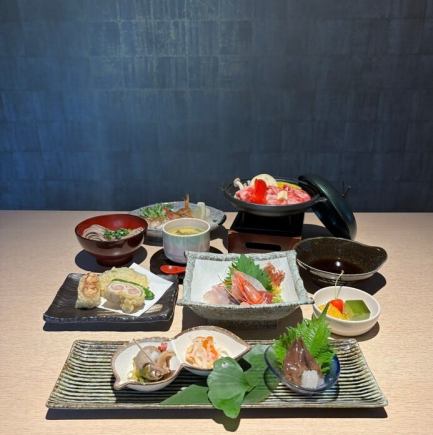 冰见牛铁板烧＆刺身拼盘、盐烤玫瑰鲈鱼等8道菜！Shizuki的6000日元（含税）套餐♪