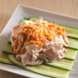 ゆで豚のピリ辛ソース