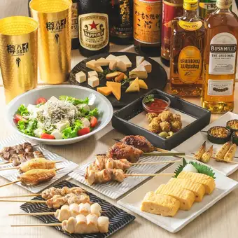 【包含2小时畅饮◇生啤也行！！】什锦烤鸡串（6串）☆推荐套餐（共8道菜）◇6000日元（含税）