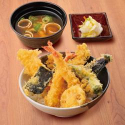 Tempura bowl set meal with lots of ingredients