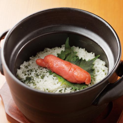 明太子と大葉の土鍋炊き御飯