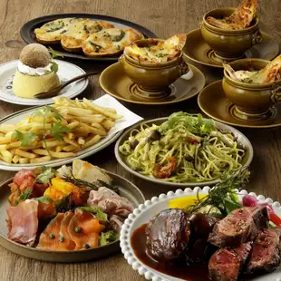 【２H飲み放題付（L.O90分）】名物料理と黒毛和牛を愉しむビストロコース≪ITADAKI(イタダキ)≫
