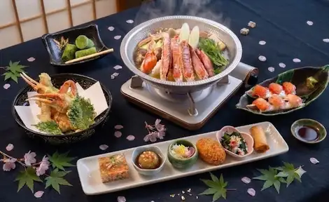 Tempura and crab hot pot course