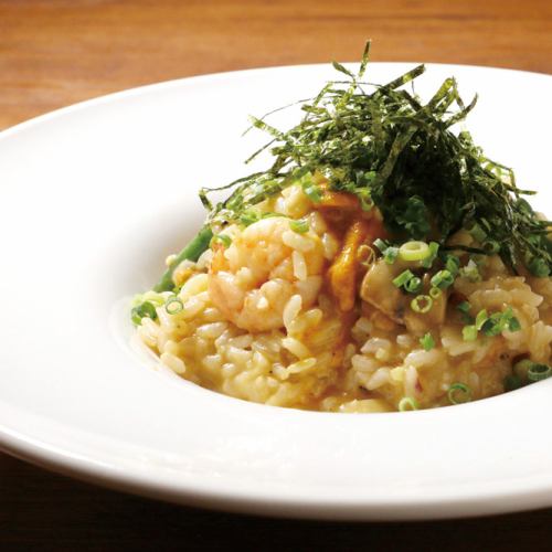 [Weekday lunch] Sea urchin, shrimp and mushroom Japanese-style sauce risotto + SET B