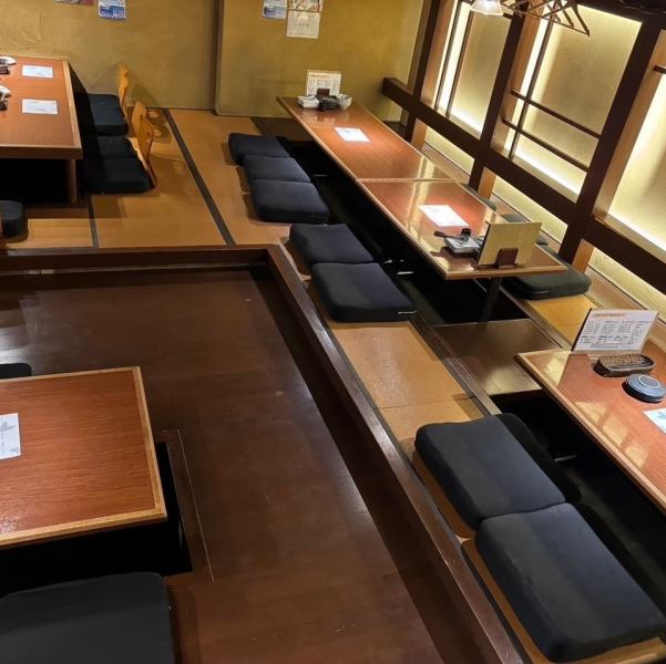 全席掘りごたつの店内で宴会を♪少人数のご宴会から大人数のご宴会まで、幅広くご利用いただけます!ご宴会は50名様までOK!飲み会・打ち上げ・コンパ色んな宴会にどうぞ☆