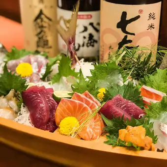 6000日圓創意海鮮年末派對套餐【含2小時暢飲】【魚類菜餚與時令蔬菜】
