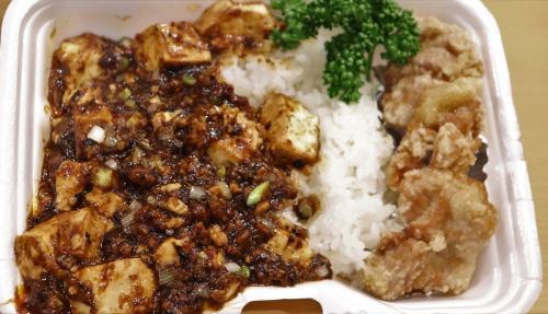 麻婆豆腐丼と唐揚げセット