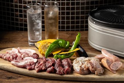 サクッと90分お得！『テラスBBQライトプラン』ハラミ,三元もち豚などお肉4種＋野菜|90分飲み放題