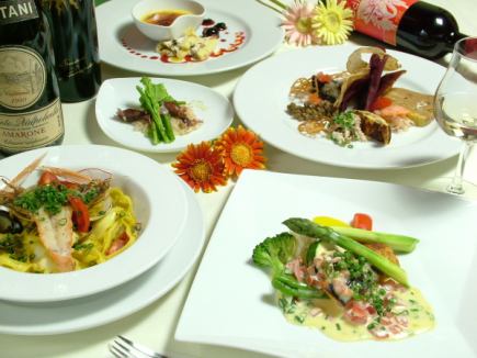 [Lunch C] A luxurious lunch of assorted appetizers, your choice of pasta, main dish, and dessert for 3,000 yen (tax included)