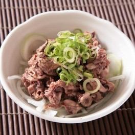 Chicken offal with green onion and ponzu sauce