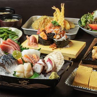 [For welcoming and farewell parties!] Enjoy seafood! Assorted sashimi "Sashimi Boat Course" 8 dishes with 2 hours of all-you-can-drink for 5,000 yen