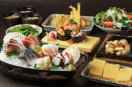 【忘新年会に◎】海鮮を満喫！お造り盛り合わせ『刺身船盛コース』2時間飲み放題付き全8品5000円