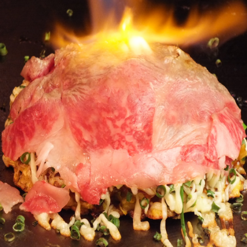 Grilled rib roast okonomiyaki