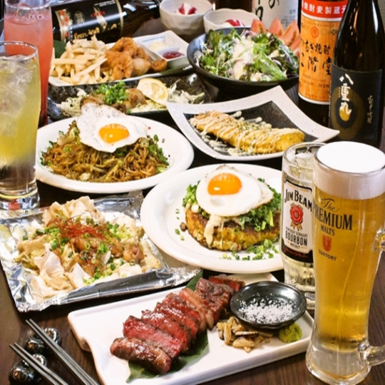 [Includes 2 hours of all-you-can-drink] Plenty of volume including A4 Japanese black beef and oysters from Hiroshima! 5,500 yen course (tax included)