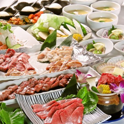 [推荐用于各种宴会]可享用日本牛肉和烤海鲜的新套餐
