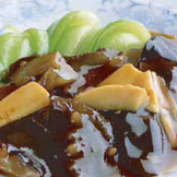 Stewed sea cucumber and shiitake mushrooms in soy sauce sauce