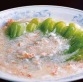 Boiled bok choy and crab meat
