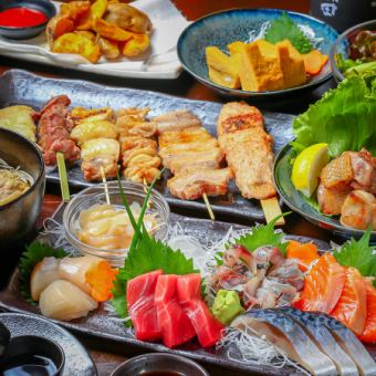 [Enjoy Kushiyaki Q course!] A 90-minute all-you-can-drink course where you can enjoy sashimi and skewers!