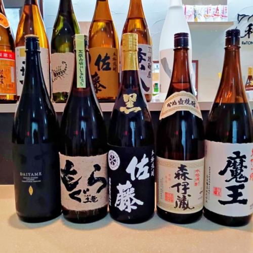 芋焼酎全６種、麦焼酎全５種、米焼酎は１種ご用意しております