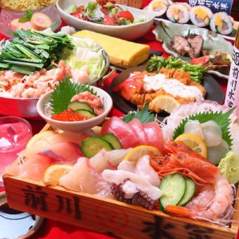 迎送會 2小時無限暢飲套餐，包含toro box、內臟火鍋、串燒拼盤等9種菜餚 4,000日圓（含稅）