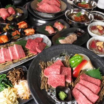 仅限2人！【日期/纪念日】“精选和牛套餐”严选瘦肉/烤涮锅/肉寿司…6800日元