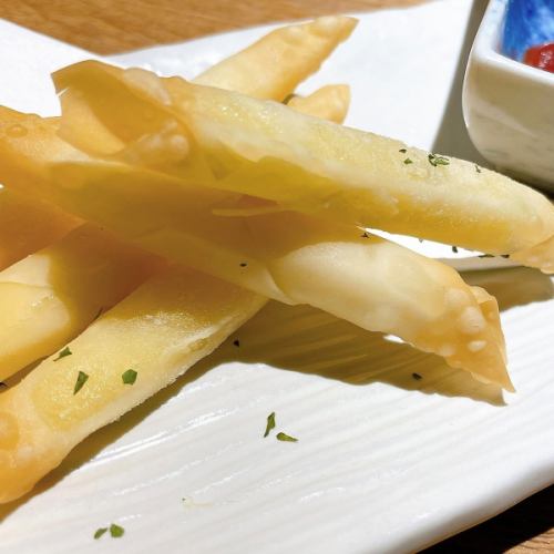 Fried squid rings//Corn tempura//Crispy cheese fries
