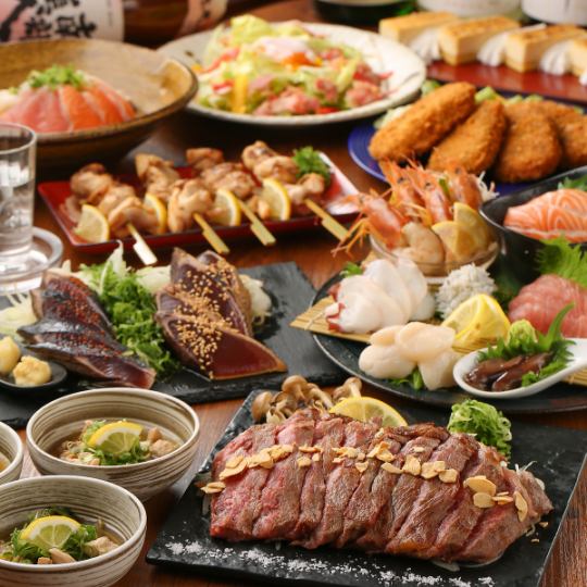 Perfect for a high-class welcome party ◎ Grilled beef rib roast/7 kinds of sashimi/fried monkfish etc. "Samadhi Course" 2 hours all-you-can-drink