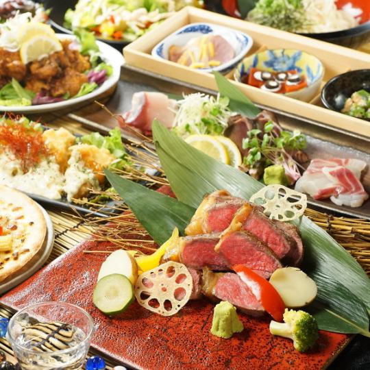 Perfect for banquets♪ ``Voluminous course'' including salted skirt steak teppanyaki/assortment of 5 kinds of fresh fish, etc. 2 hours all-you-can-drink included