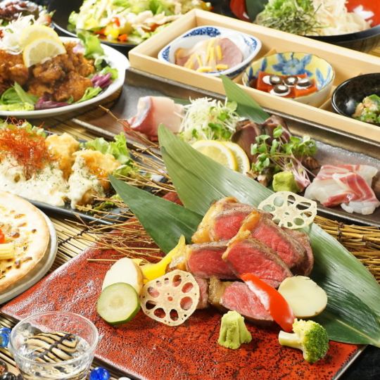 欢迎会◎鱼人的招牌菜很多！600种无限畅饮的2小时套餐4,000日元～！还有下沉式被炉的包间。