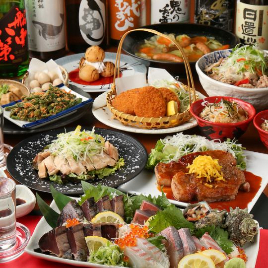歡迎宴會用【熱鬧套餐】安格斯牛排/6種刺身/北海道南蠻雞等共11道菜☆5000日元