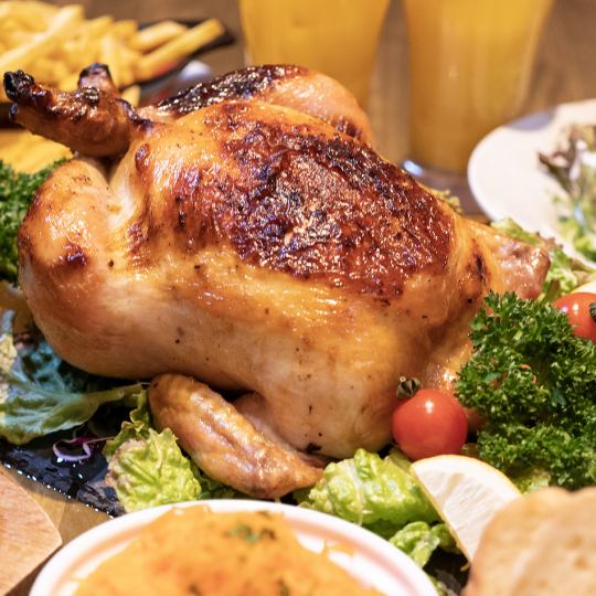 [90 minutes all-you-can-drink] Guaranteed to look great! Grilled whole chicken course 4,000 yen (tax included)