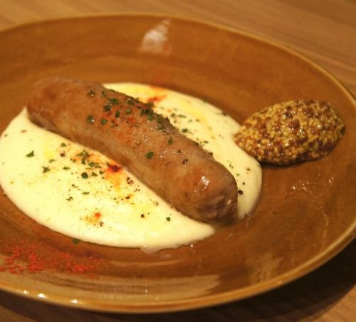 Homemade sausage and potato puree