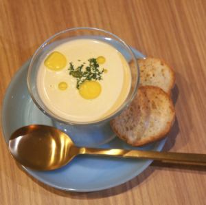 Cold potage made with Hokkaido corn