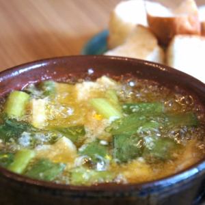 Bamboo shoot, whitebait, and yuzu ajillo