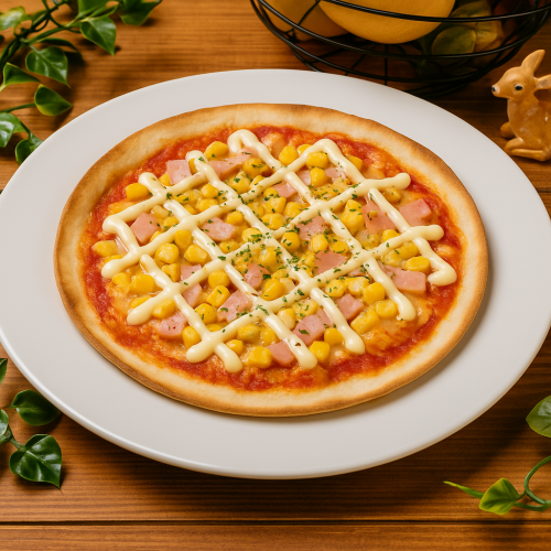 ベーコンとコーンのバンビーノピザ