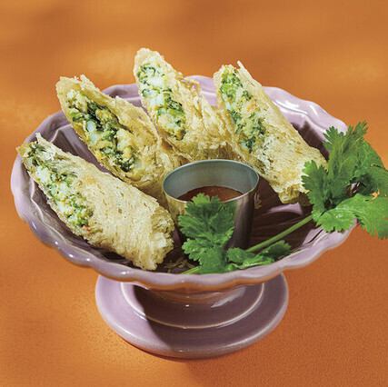 Deep fried coriander spring rolls