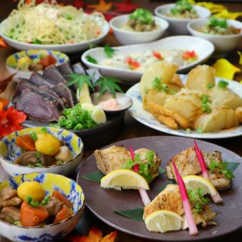 4500円⇒4000円【梅コース】カツオ×紀州うめどりの藁焼きなど全7品◇最大3時間飲み放題付