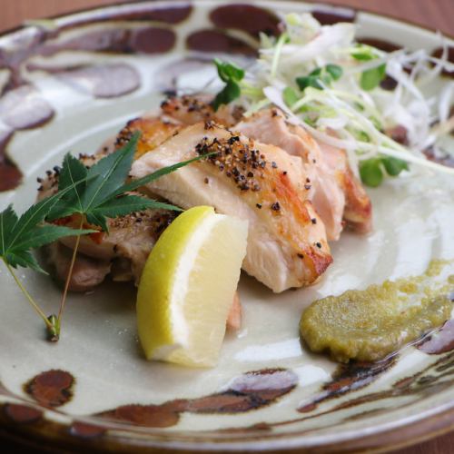 紀州うめどりもも肉の藁焼き　～柚子胡椒で～