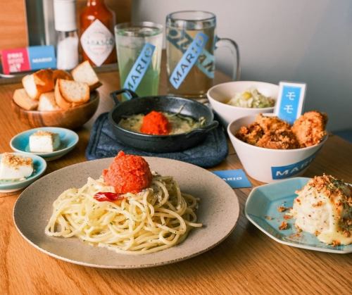 《迷ったら絶対コレ!》生パスタのペペロンチーノや明太子のアヒージョなど7品1,500円（税抜）コース