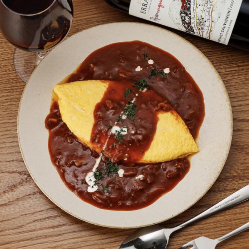 半熟チーズオムレツトリュフ風味のデミグラス