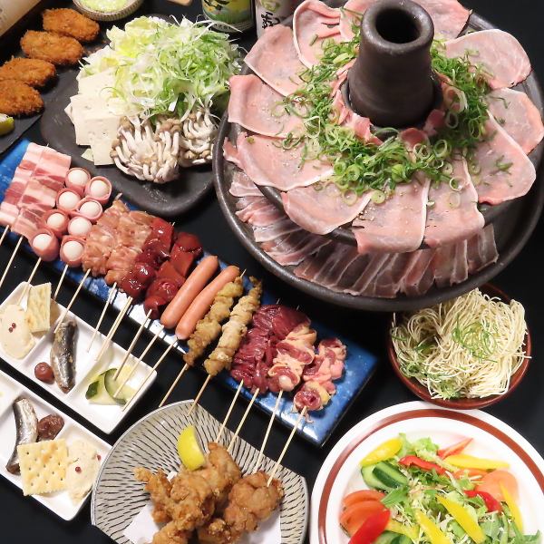 【鳥焼肉食放・和牛もつ鍋コース】スタンダード飲み放題付き　5000円