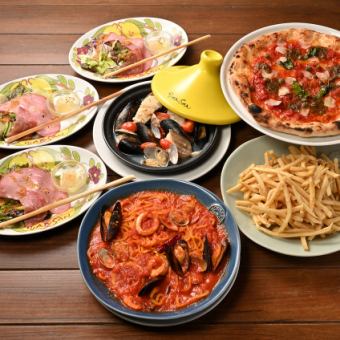 【海】2時間飲放付き‐Mareマーレ‐アクアパッツァやトマトスープパスタ含む全5品3800円(税込)