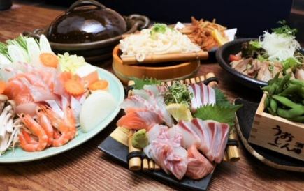 【飲み放題付】お造り3種付海鮮寄せ鍋コース