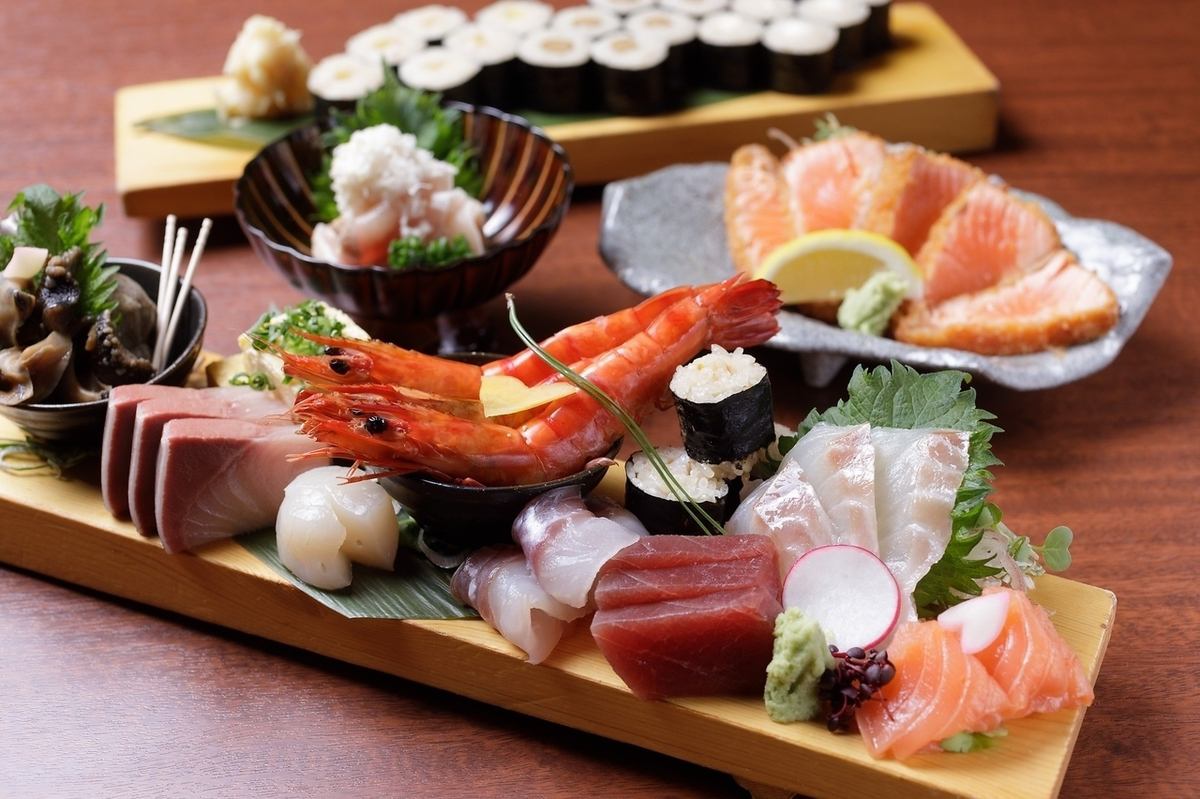 Enjoy seafood with a focus on fresh tuna delivered directly from Tsukiji!