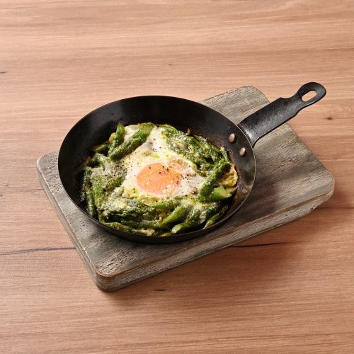 Oven baked asparagus and soft-boiled egg
